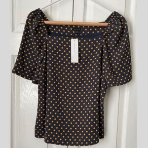 Ann Taylor Polka Dot Square Neck Top Size S NWT